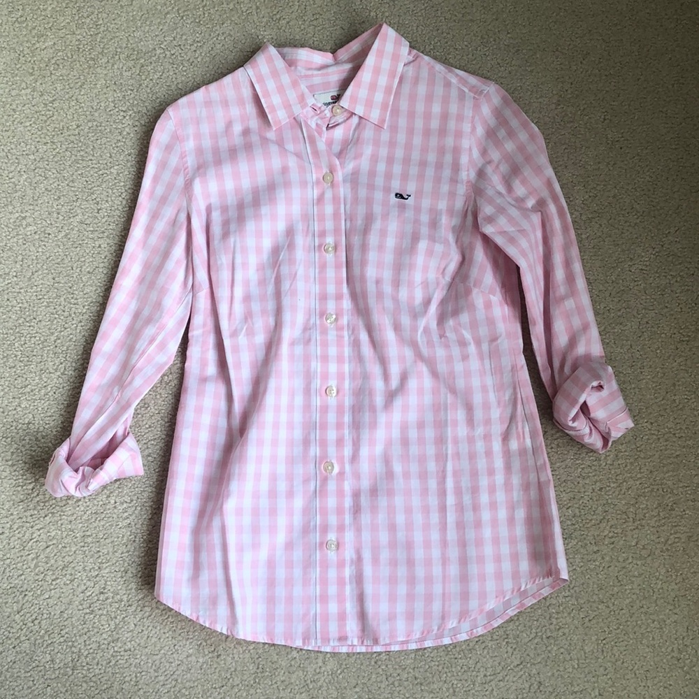 Vineyard Vines Pink Gingham Button Down Shirt